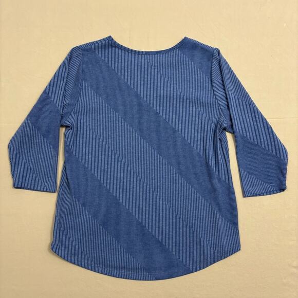 Allison Daley Blue Bedazzled Textured 3/4 Length Sleeve Top Size Large - Picture 6 of 6